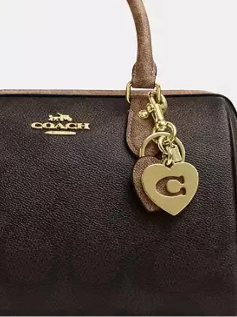 Coach Signature Canvas/ Metal Heart Cutout Key Ring / Bag Charm ✨